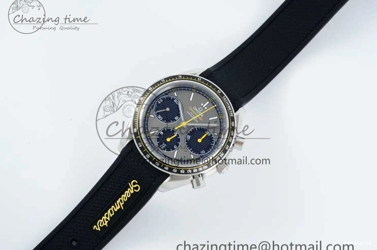 0304 ZipUp Speedmaster Racing Master SS HKF Best Edition Gray Black Dial on Black Rubber Strap A 7811
